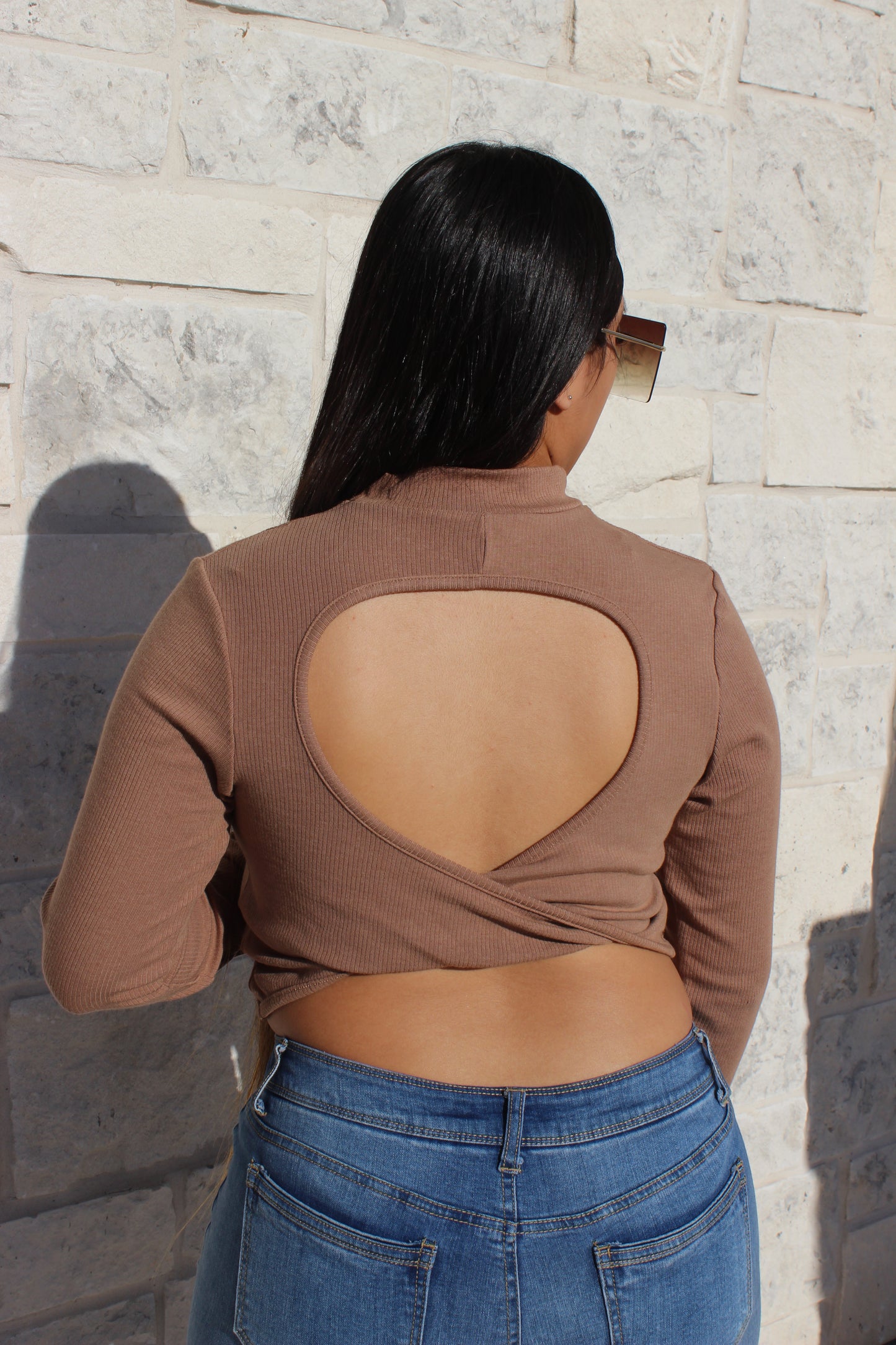 Candy open back twist top